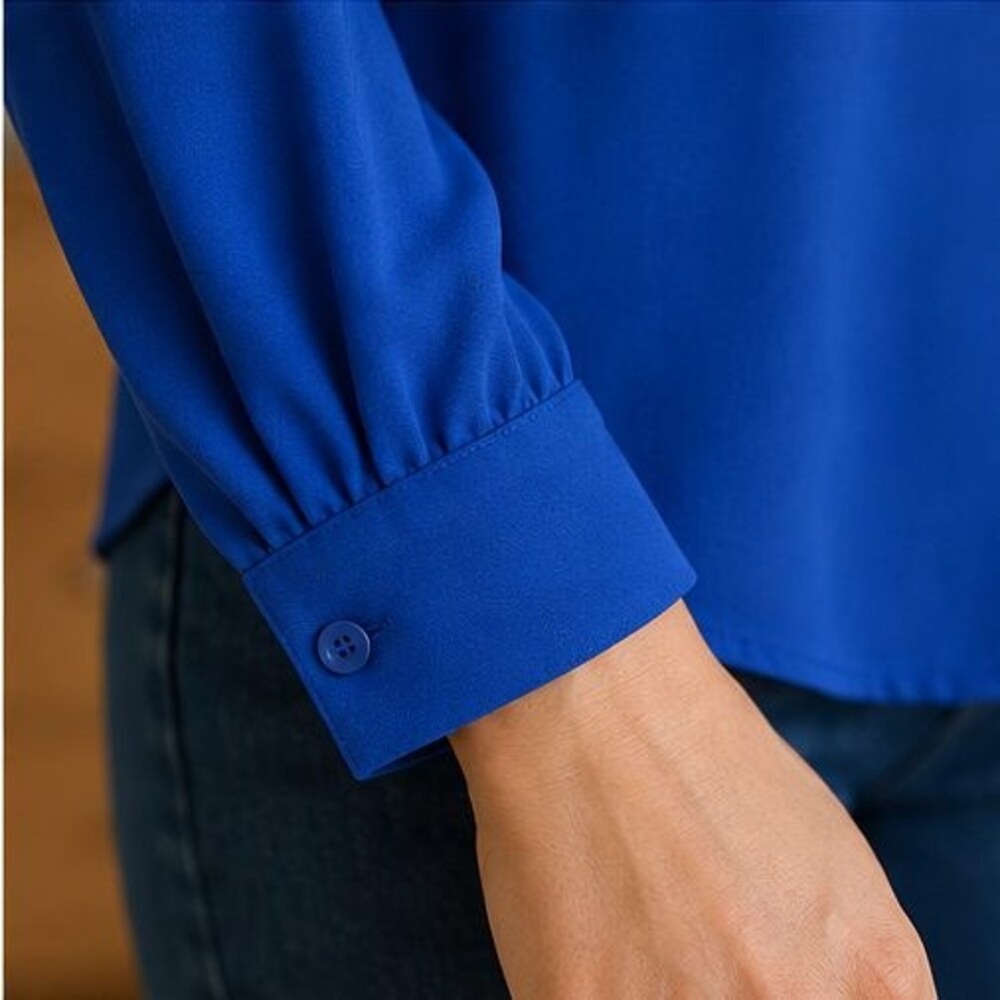 Cobalt Ruffle Collar Blouse - Picture 5 of 6